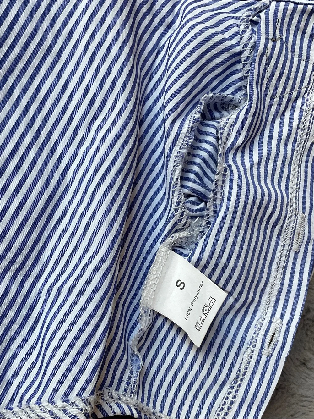 Striped Blue & White Button-Up Dog Shirt with Collar NWOT